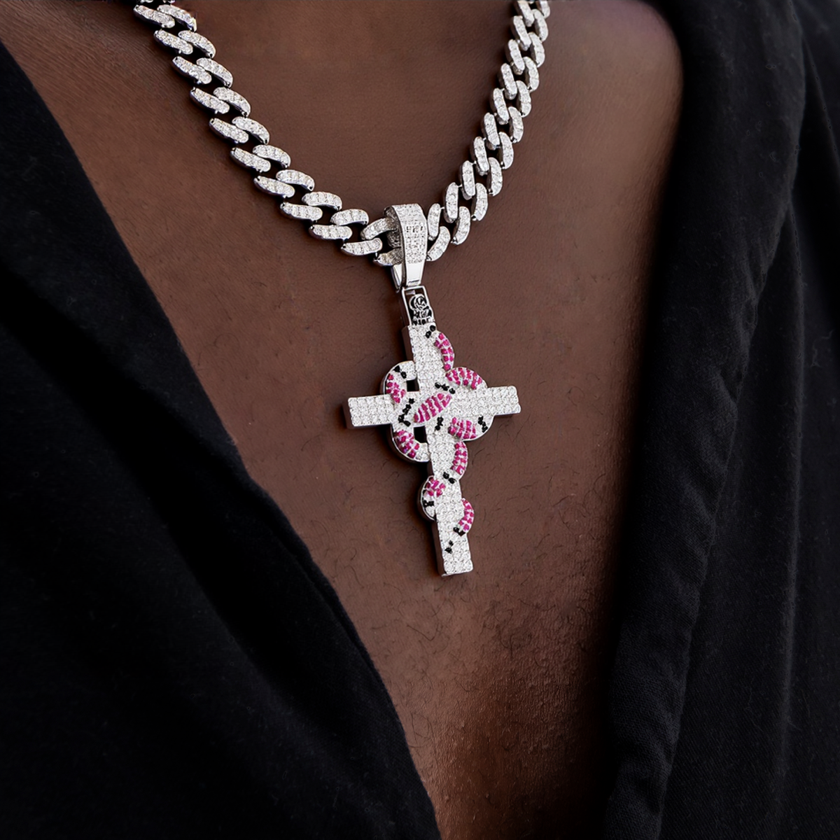 Hip Hop Colorful Snake Cross Pendant