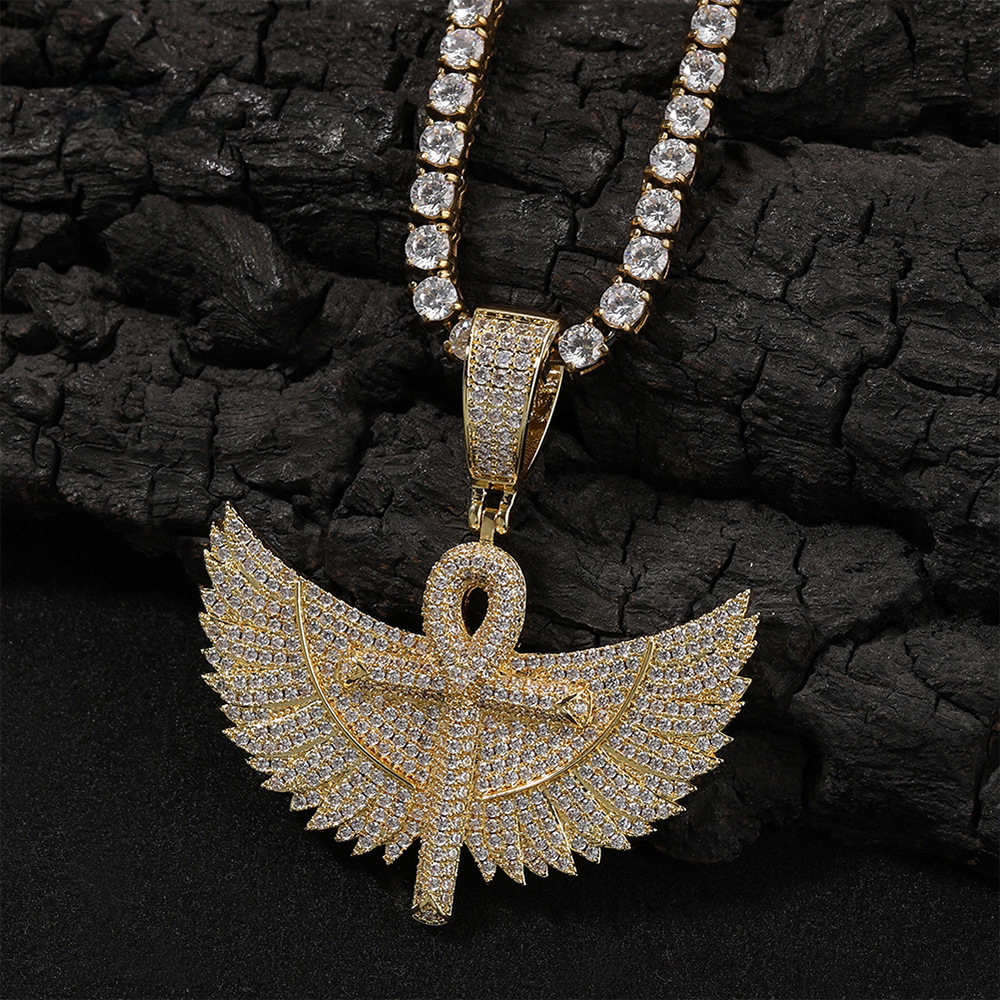 Hip Hop Big Wings Anhe Cross Pendant