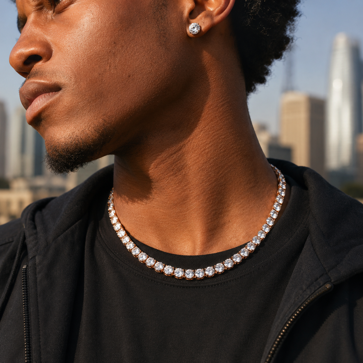 10mm Round Diamond Tennis Necklace Chain
