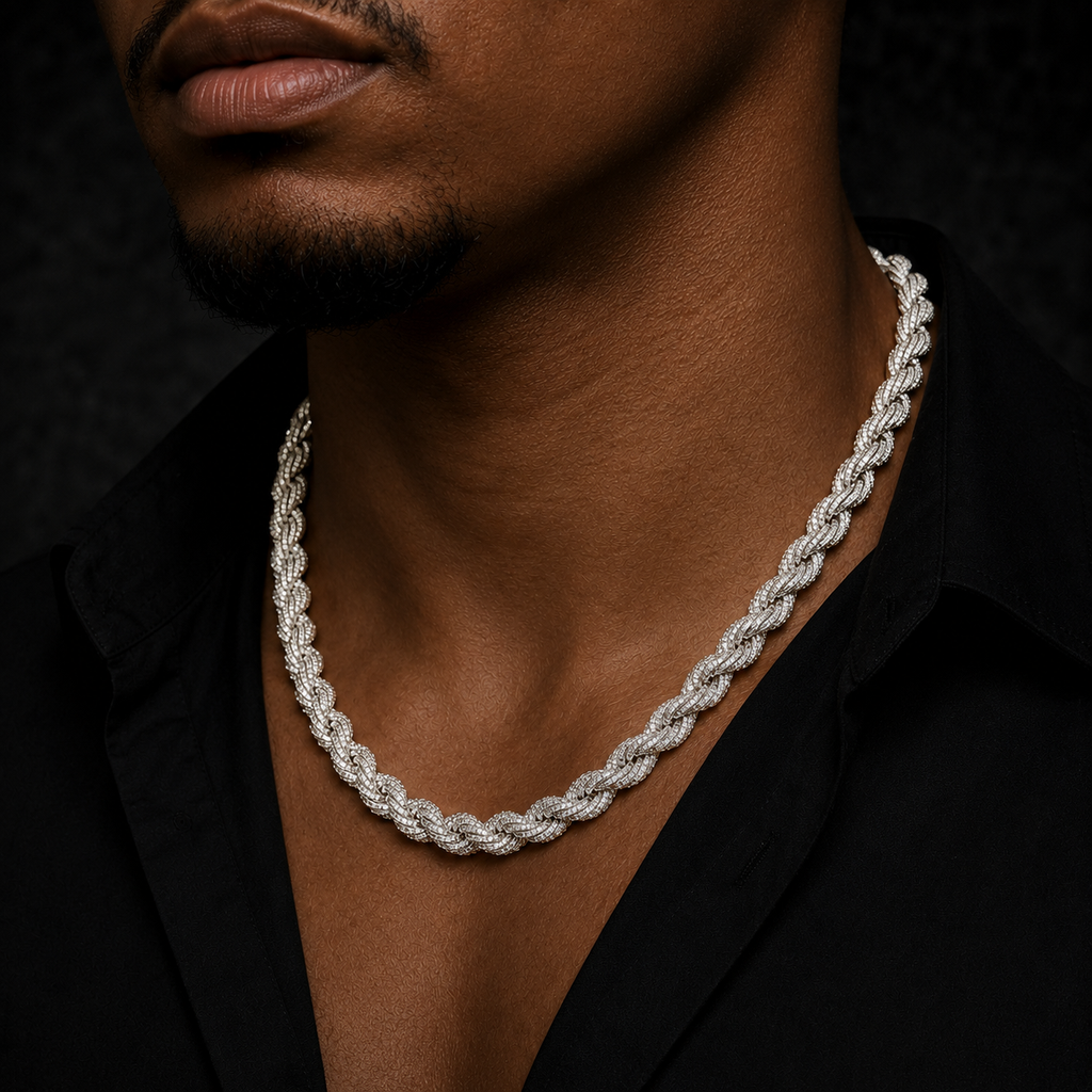 8mm Diamond Rope Chain Necklace