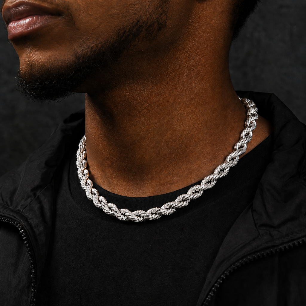 8mm Diamond Rope Chain Necklace