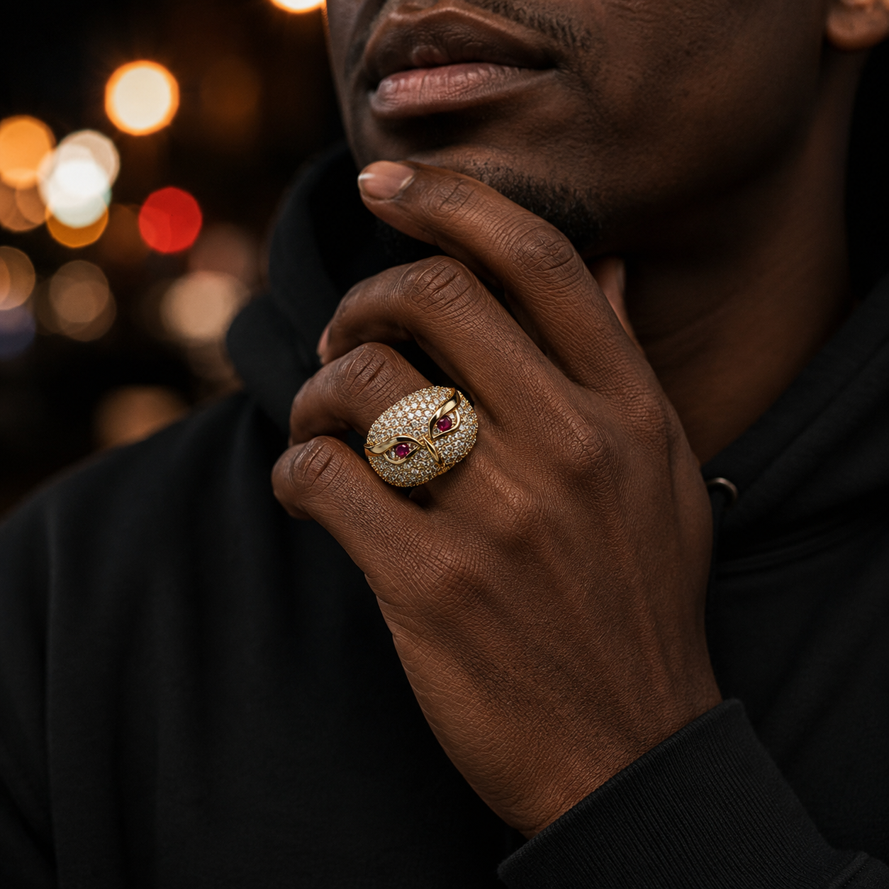 Diamond Owl Ring