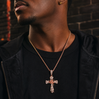 Rose Cross Pendant Necklace