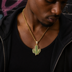 Solid Cactus Diamond Pendant