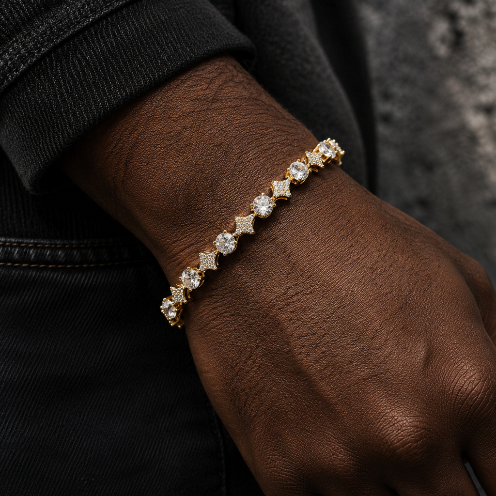 6mm Star-shaped Tennis Chain Bracelet