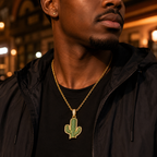 Solid Cactus Diamond Pendant
