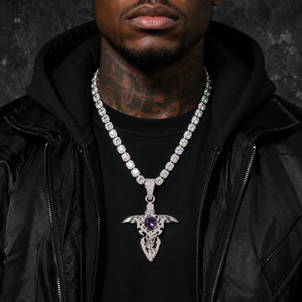 Hip Hop Devil Sword Cross Pendant