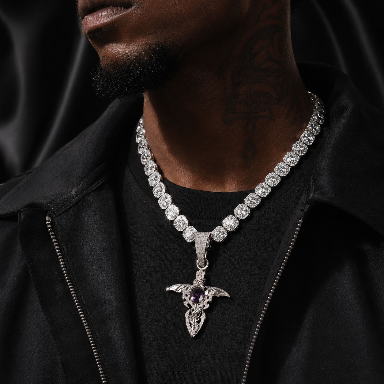 Hip Hop Devil Sword Cross Pendant