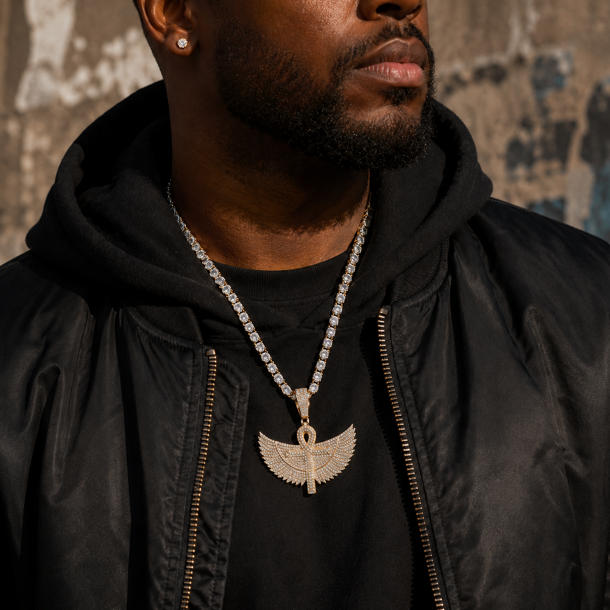 Hip Hop Big Wings Anhe Cross Pendant