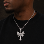 Hip Hop Angel Wings Cross Pendant