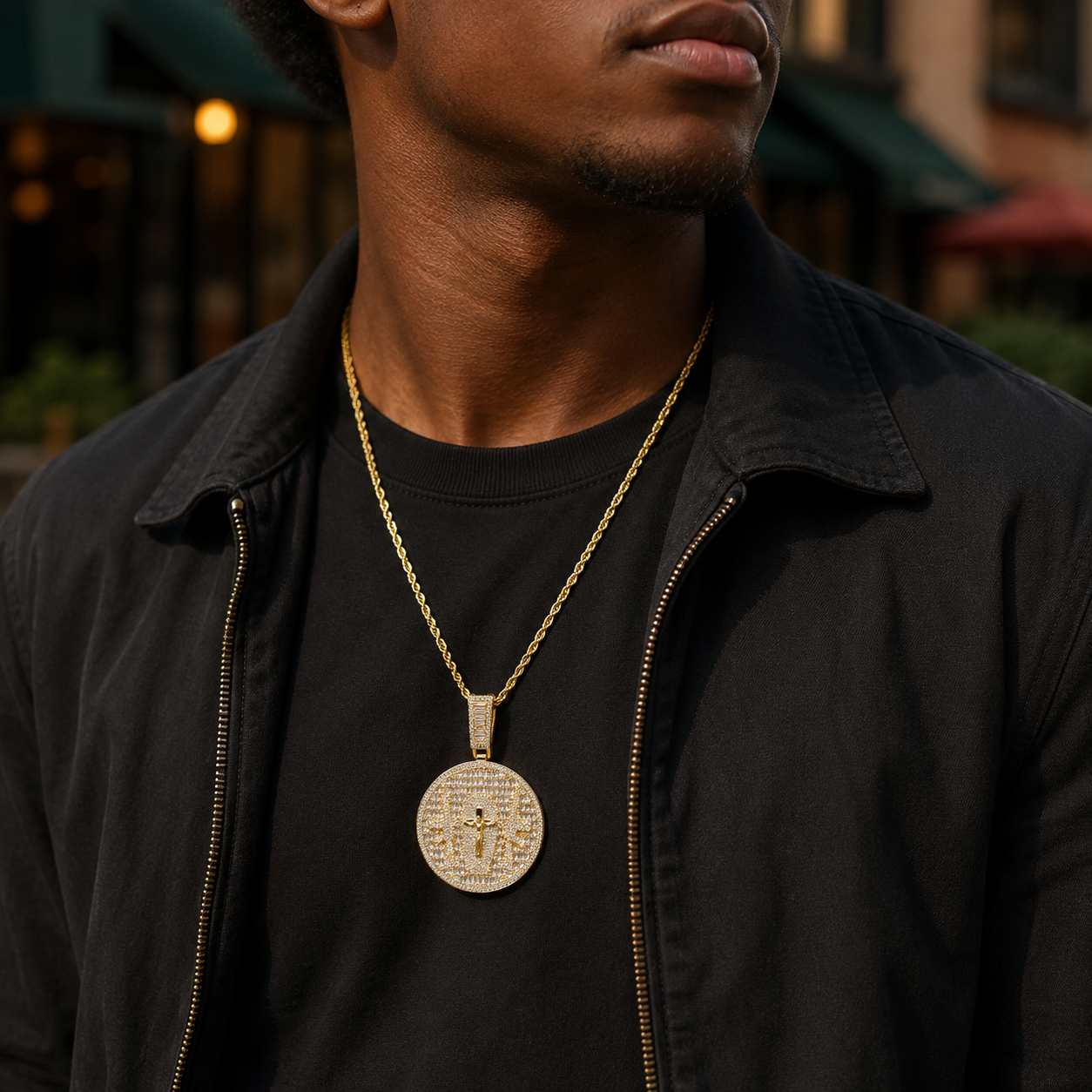 Hip Hop Disc Cross Diamond Pendant