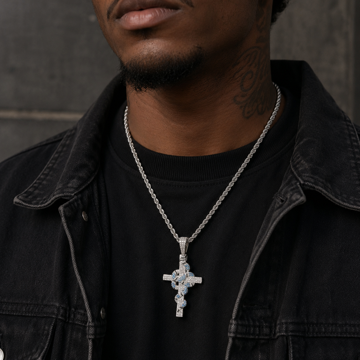 Hip Hop Colorful Snake Cross Pendant