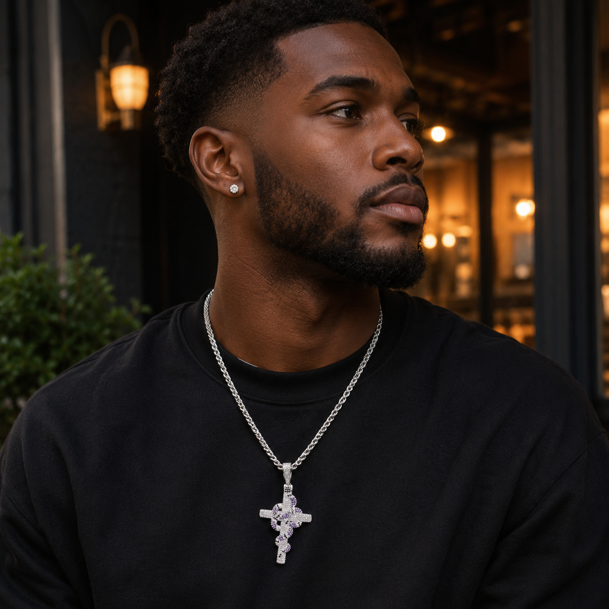 Hip Hop Colorful Snake Cross Pendant