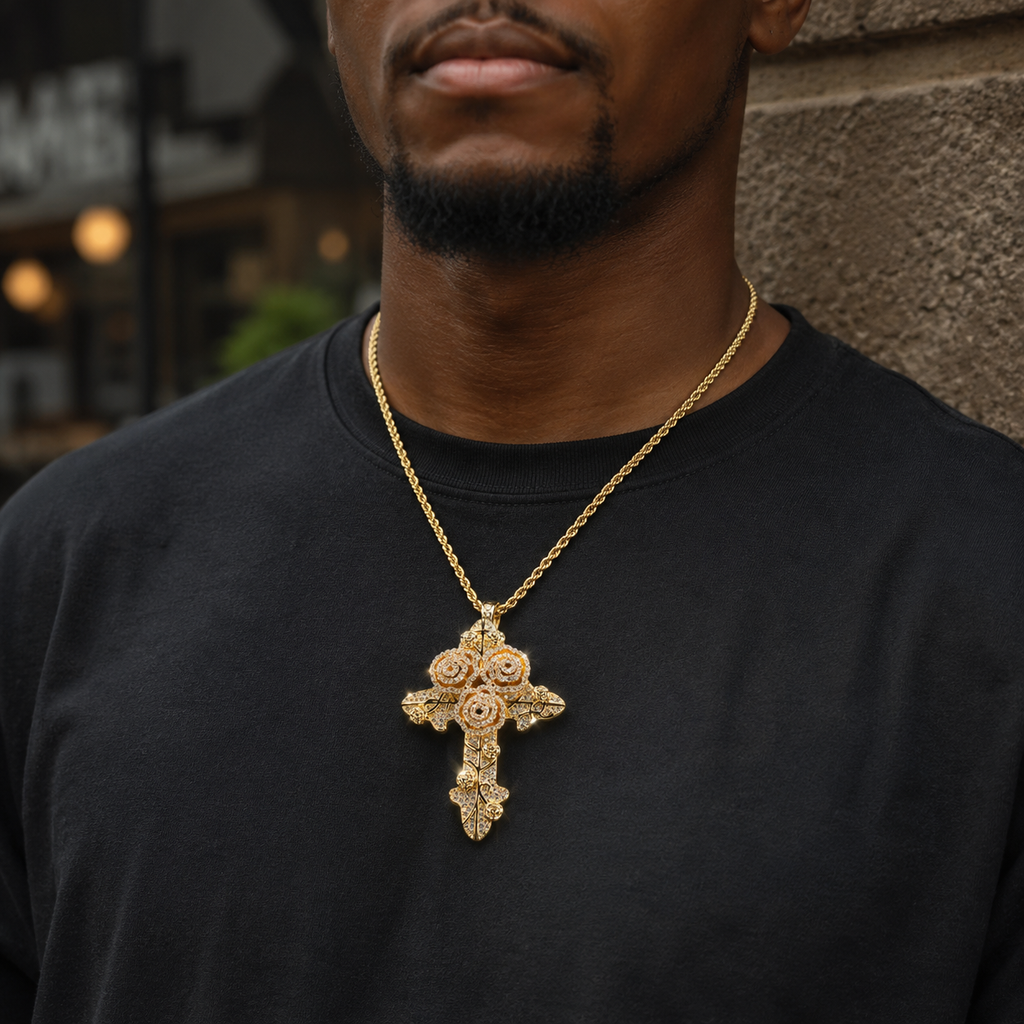 Rose cross pendant