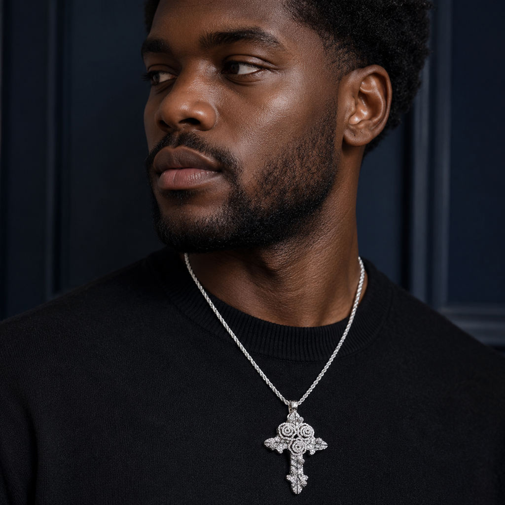 Rose cross pendant