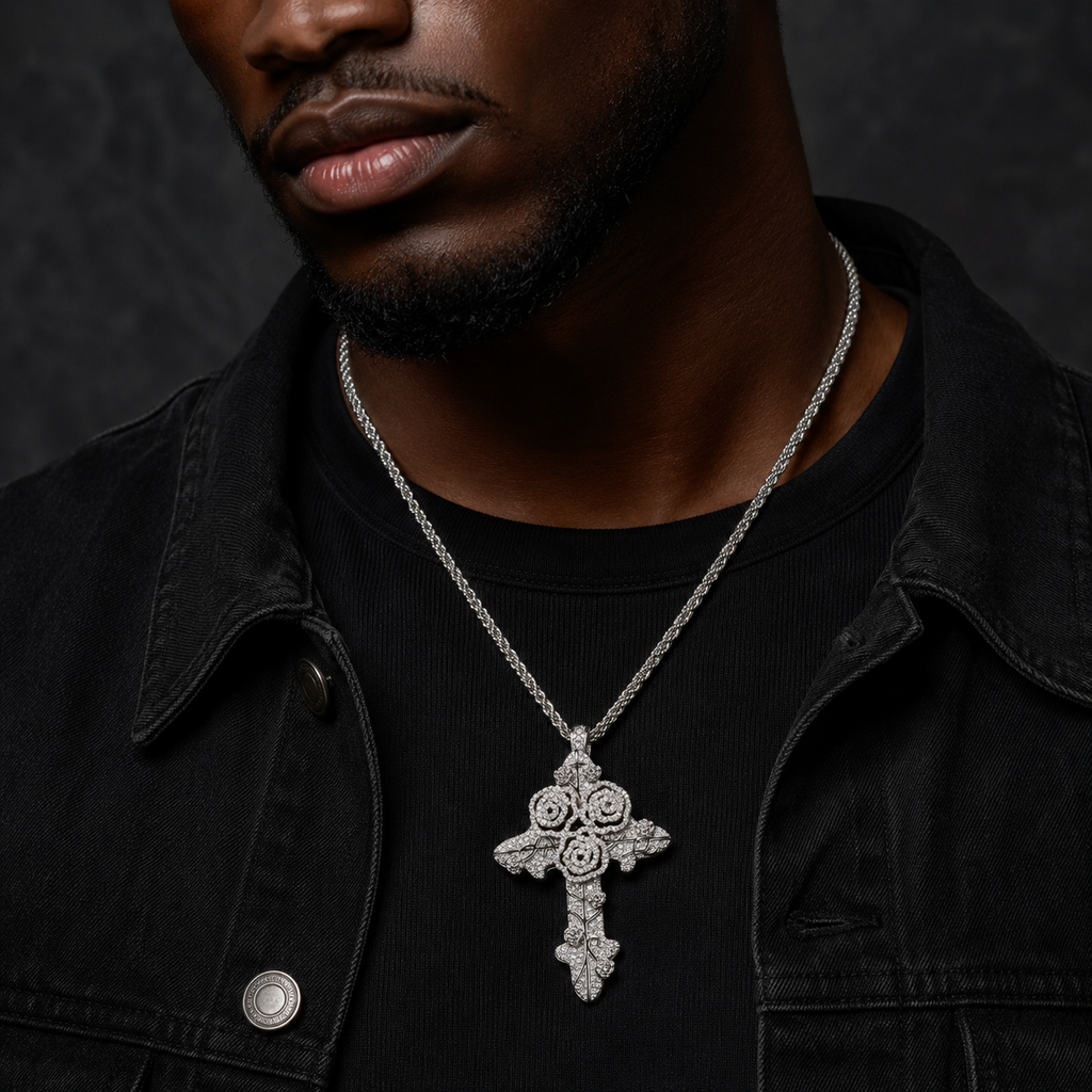 Rose cross pendant