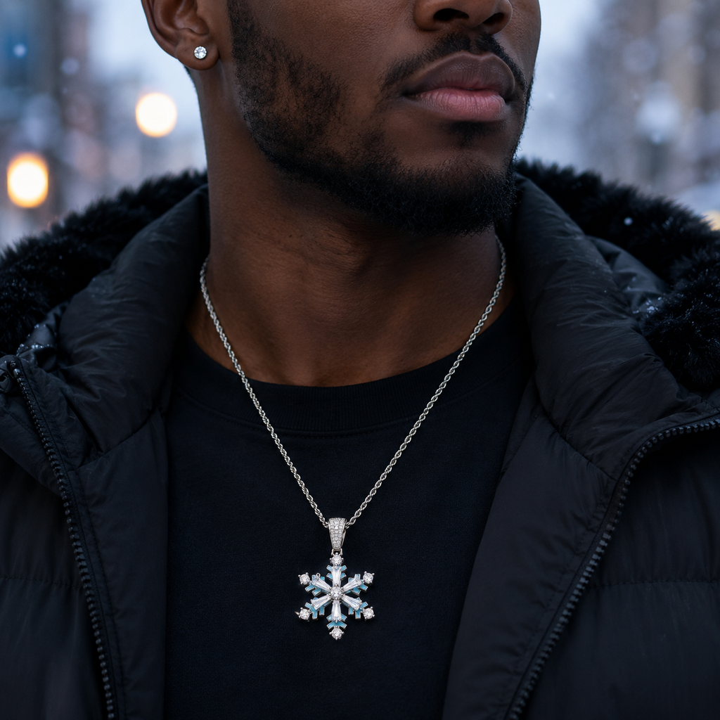 Rotating Snowflake Glowing Pendant