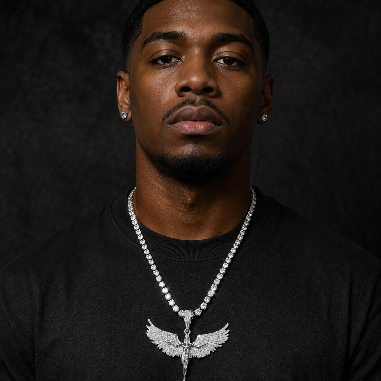 Hip-Hop Diamond Angel Wings Pendant