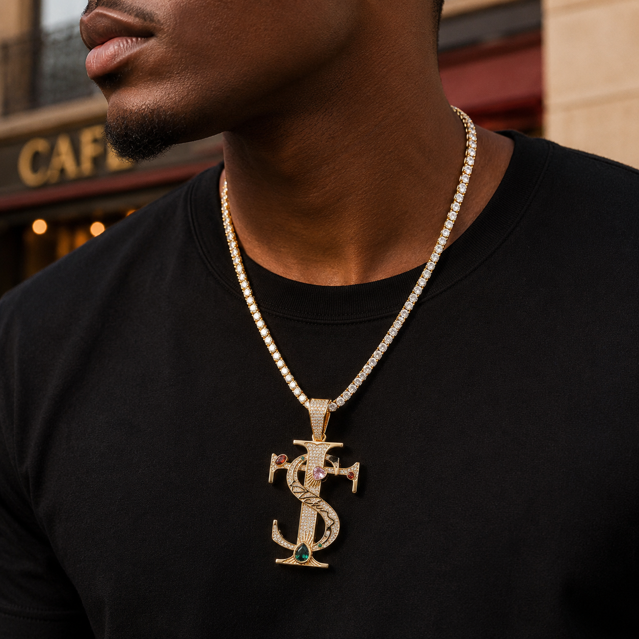 Hip-Hop TS Cross Pendant