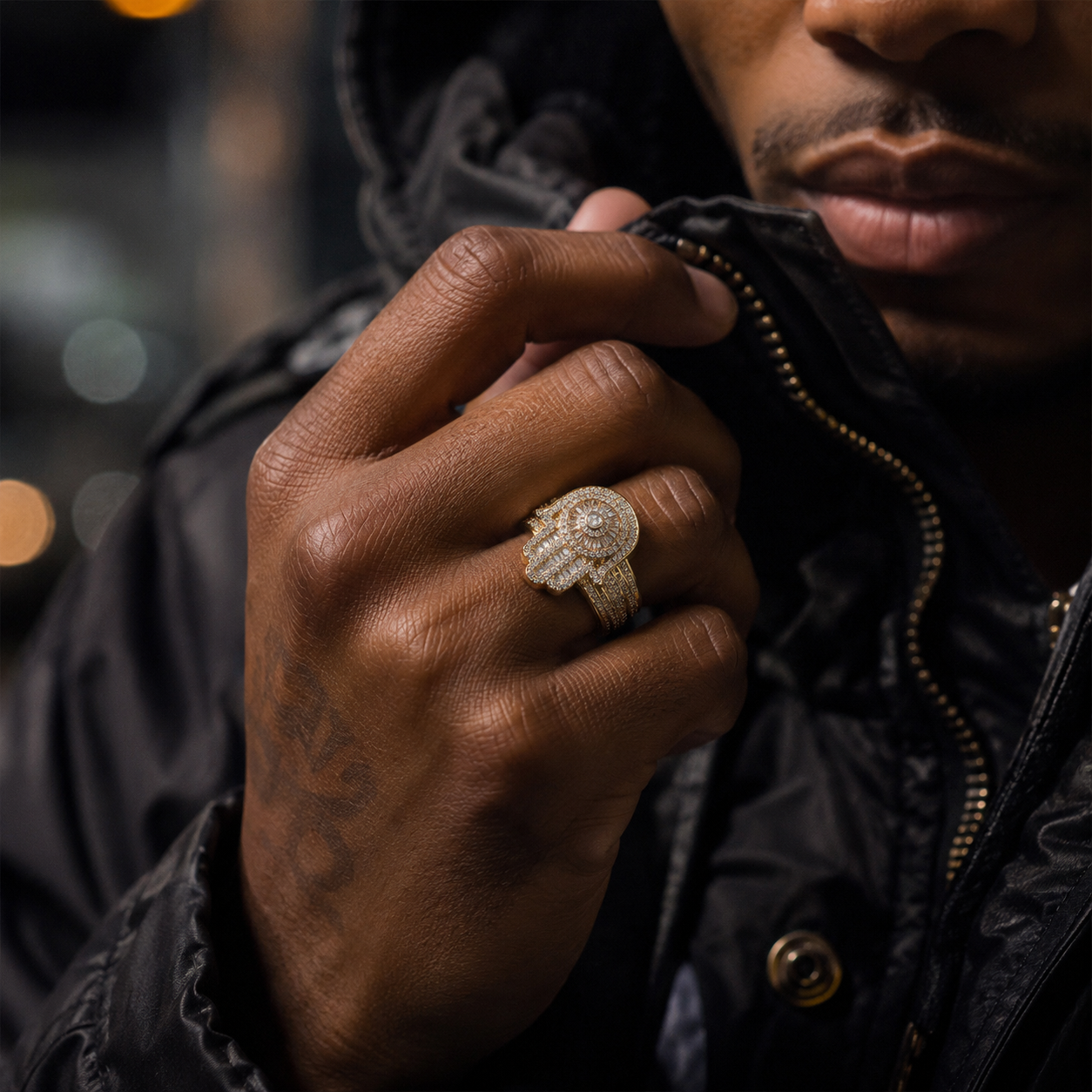 Hip Hop Fatima Palm Ring
