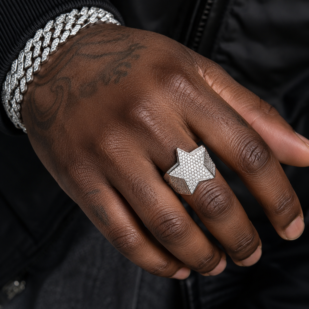 Hip Hop Diamond Five-Pointed Star Ring