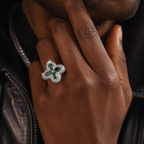 Four-leaf Clover-shaped Green Diamond Ring