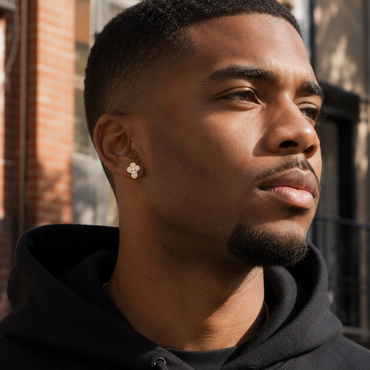 Men's diamond cross earrings