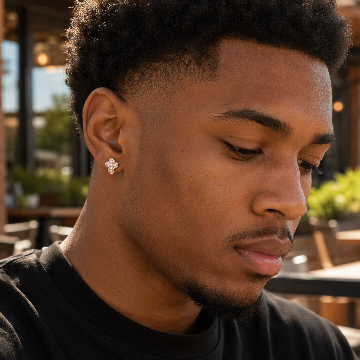 Men's diamond cross earrings