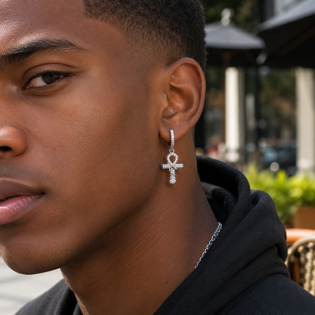 Hip Hop Ankh Snake Earrings
