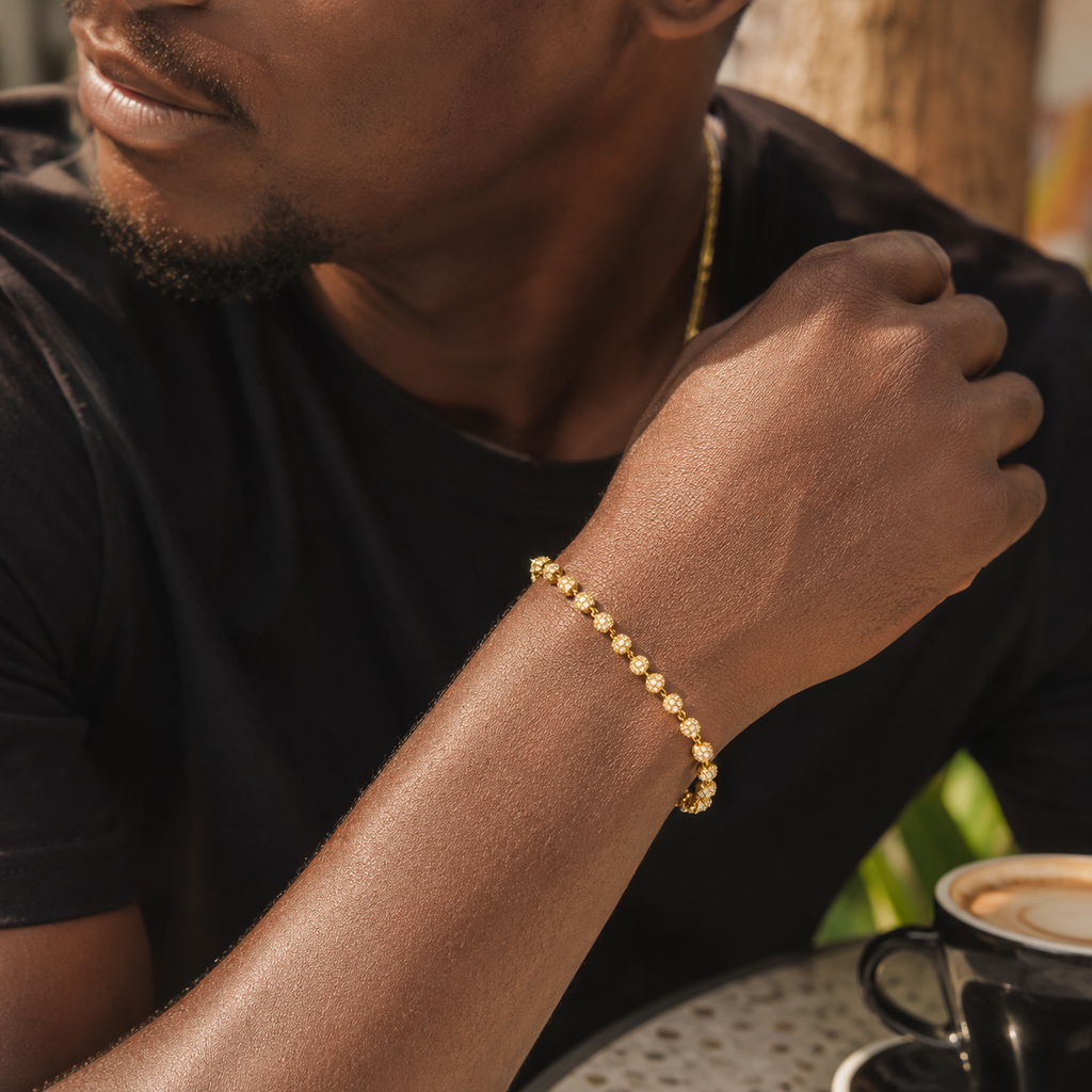 4mm Round Bead Chain Men's Bracelet