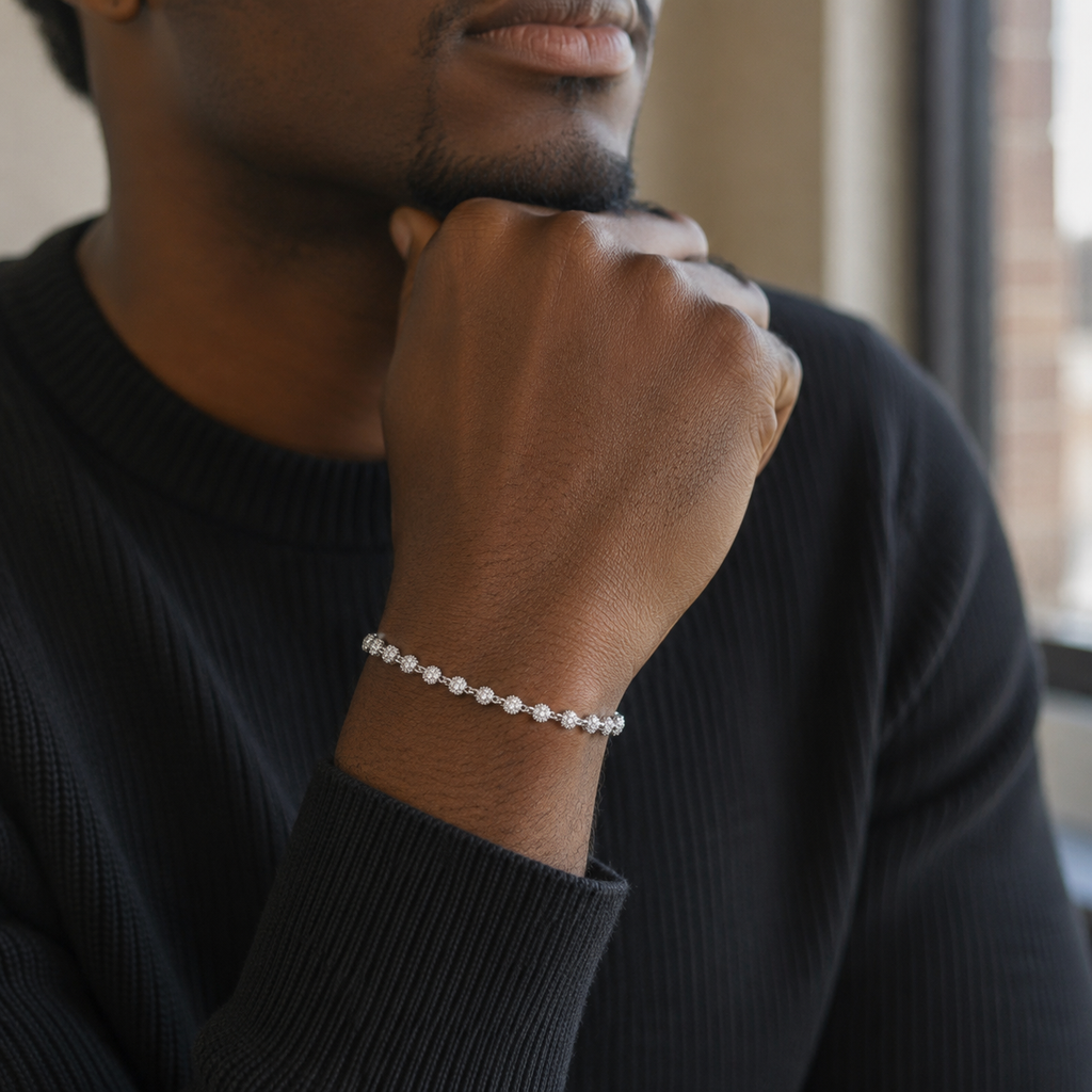 4mm Round Bead Chain Men's Bracelet