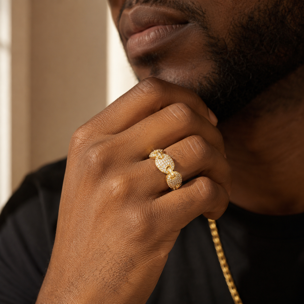 Coffee Bean Cuban Ring Pig Nose Men's Ring