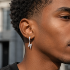 Hip-hop Lightning-shaped Hoop Earrings