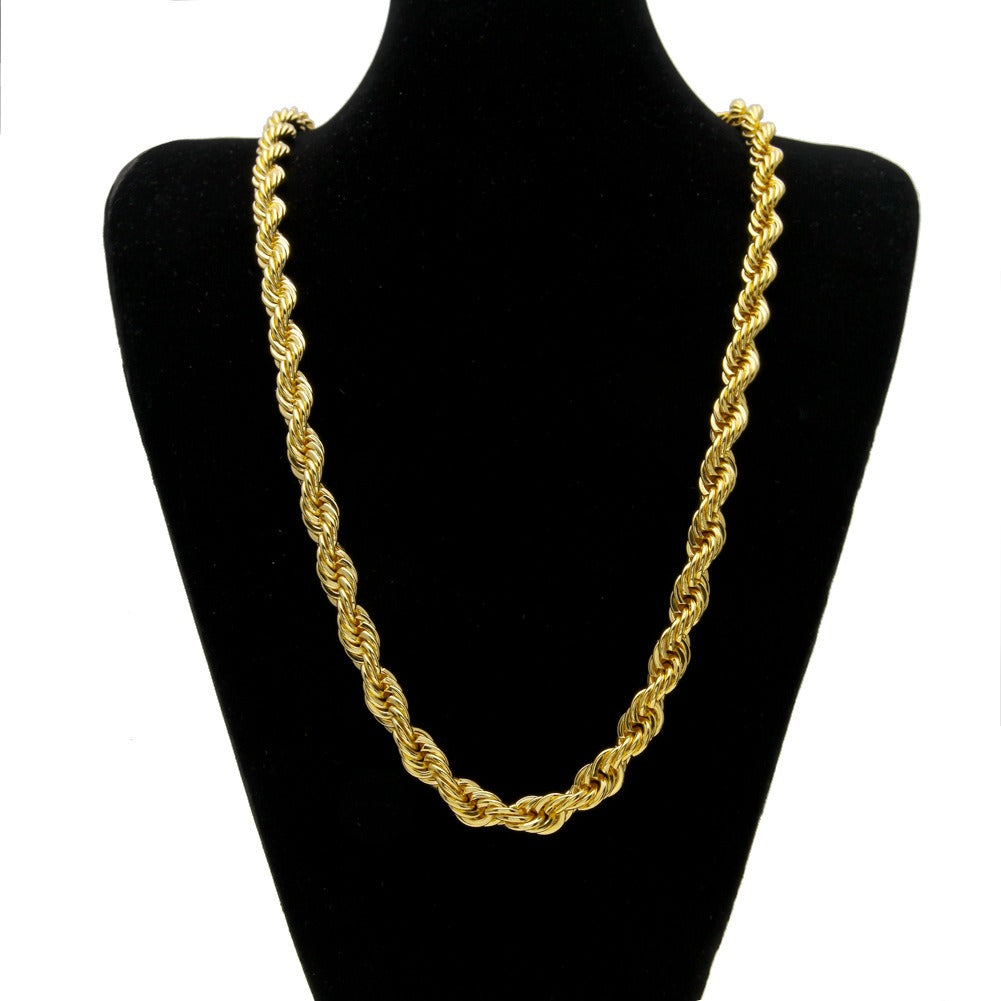 10mm 18K Gold/White Gold Finish Rope Chain