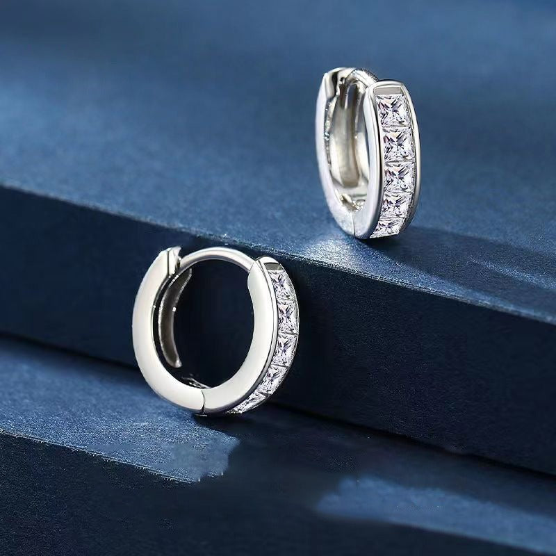 Moissanite Hoop Earrings in S925 Sterling Silver