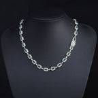 Emerald Cut Green Nano And Round White Cubic Zircon Necklace
