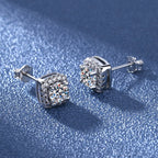 925 Sterling Silver VVS1 Moissanite Cluster Stud Earrings