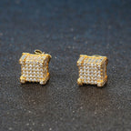 Iced 3D Cube Earrings In White Gold