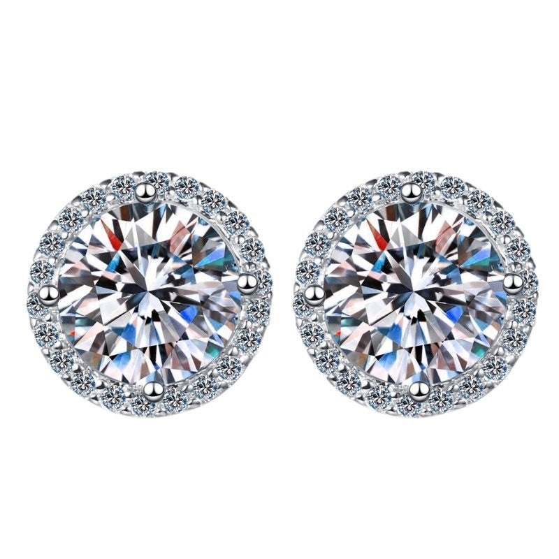 Certified VVS1 Moissanite Halo Earrings