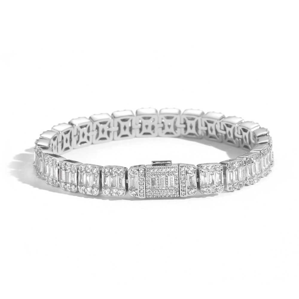Women 8mm Iced Square Baguette Tennis Bracelet