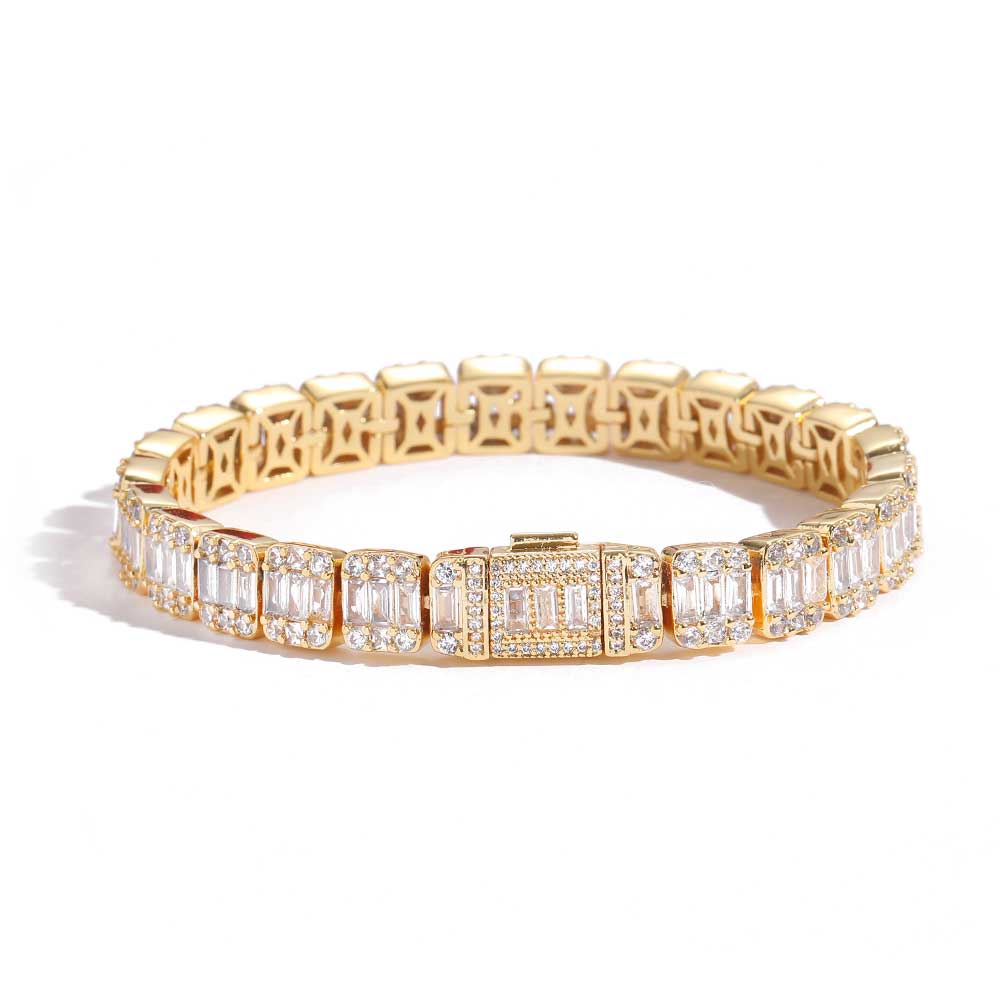 Women 8mm Iced Square Baguette Tennis Bracelet