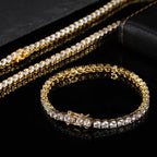 5mm AAA CZ Hip Hop Clustered Tennis Chain Clustered Bracelets