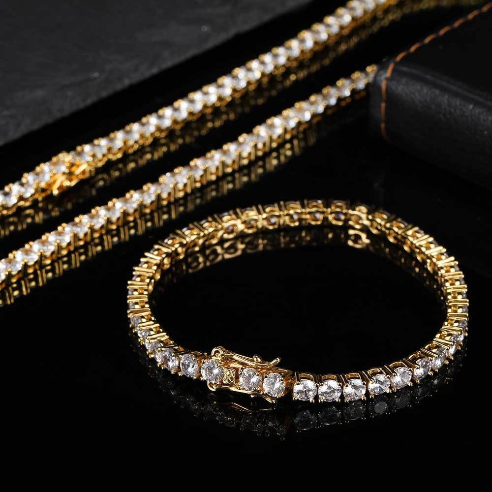 5mm AAA CZ Hip Hop Clustered Tennis Chain Clustered Bracelets