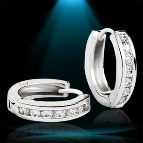 Moissanite Hoop Earrings in S925 Sterling Silver