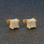 Iced 3D Cube Earrings In White Gold