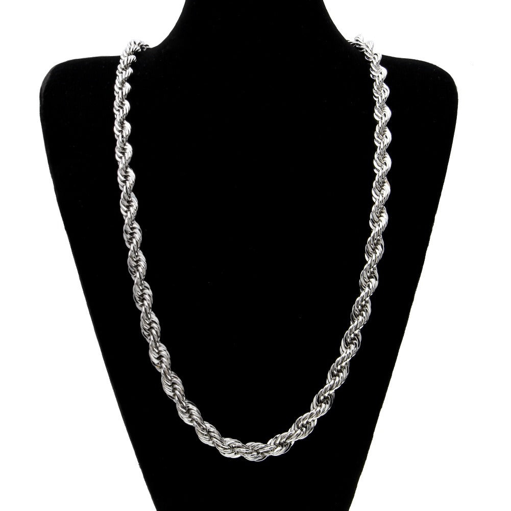 10mm 18K Gold/White Gold Finish Rope Chain