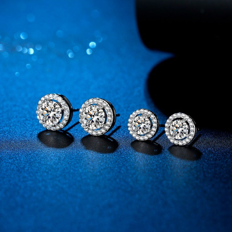 Women Certified VVS1 Moissanite Halo Earrings