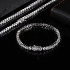 5mm AAA CZ Hip Hop Clustered Tennis Chain Clustered Bracelets