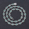 Emerald Cut Green Nano And Round White Cubic Zircon Necklace