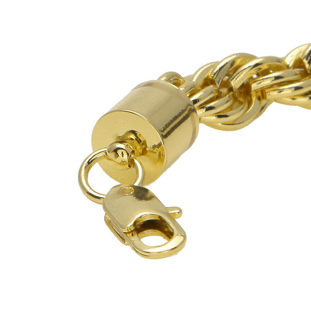10mm 18K Gold/White Gold Finish Rope Chain